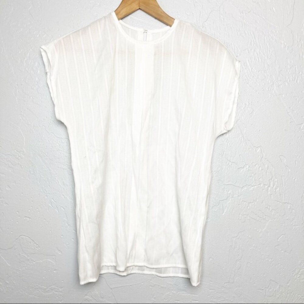 Vintage white blouse striped short sleeve